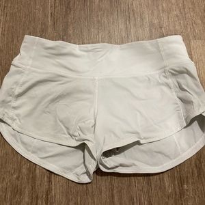 White Lululemon speed up shorts size 2